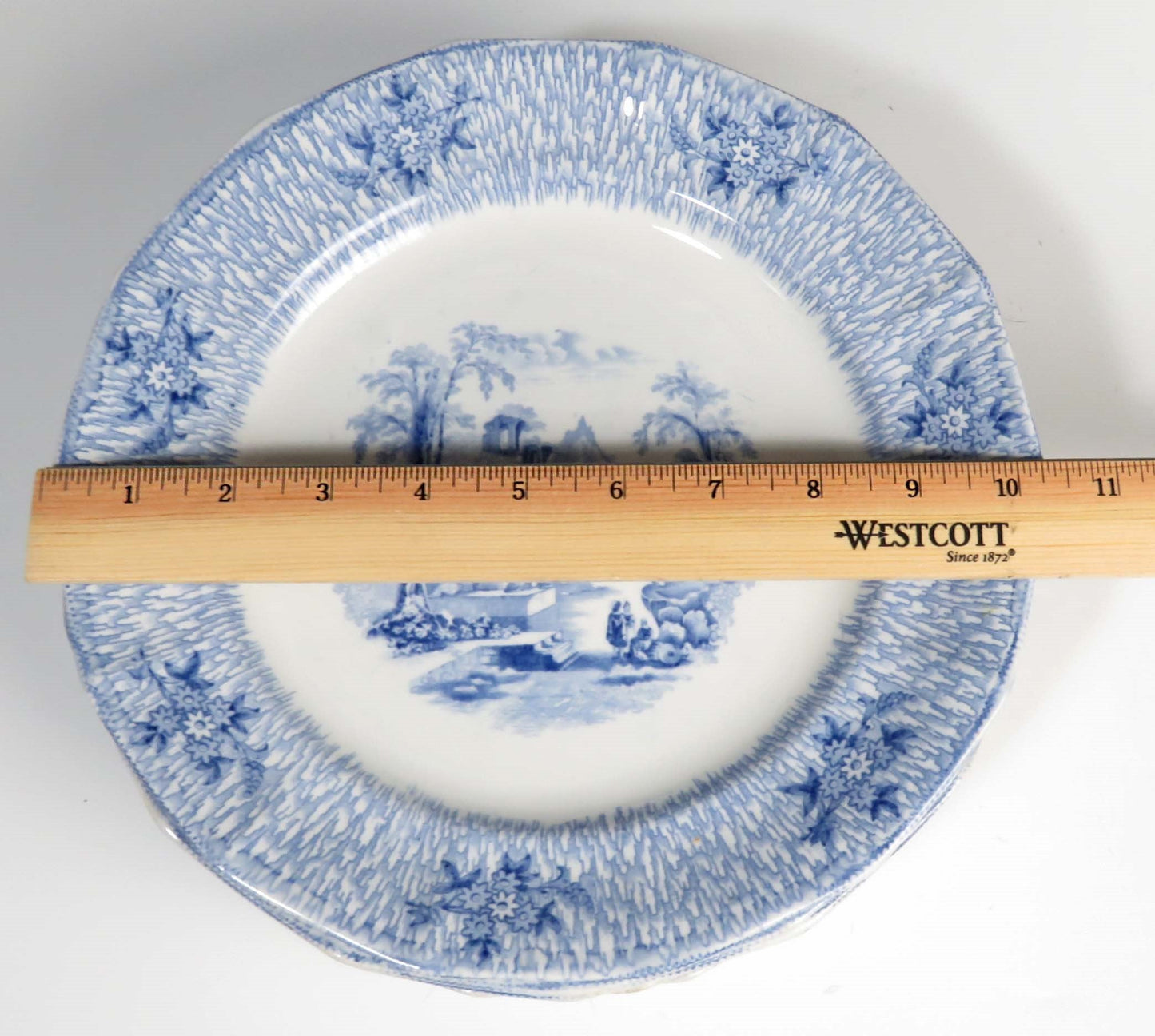 6 c1850 English James Edwards Ironstone Transferware Corinth Dinner Plates