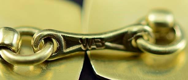 Handsome Antique American 14k Gold & Black Enamel Double Cufflinks