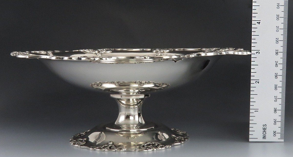 Antique 1923 English Sterling Silver Decorative Rim Compote/Raised Dish or Bowl