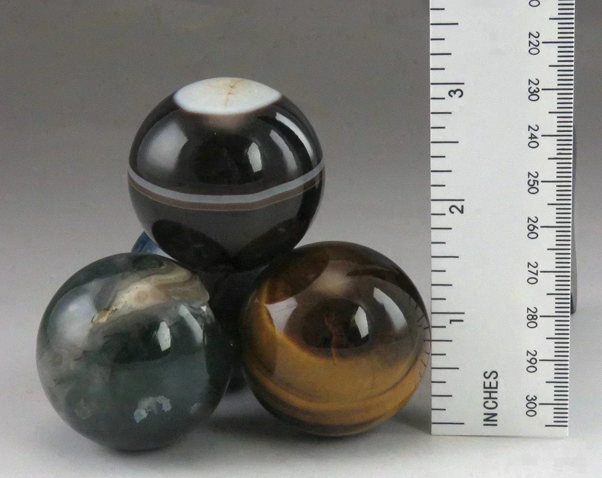 Semiprecious Sphere Pyramid Paperweight Agate Lapis Tiger Eye Natural Stones