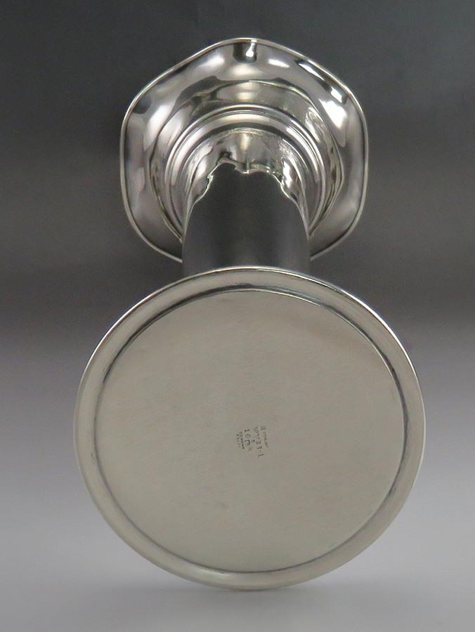 Antique Large Sterling Silver International Hand Engraved Trumpet Vase