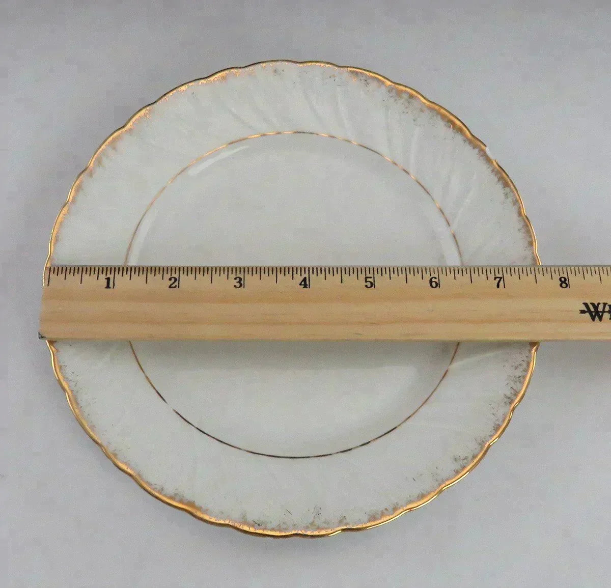 Superb set 10 Antique European White & Gold Gilt Porcelain 8” Dessert Plates