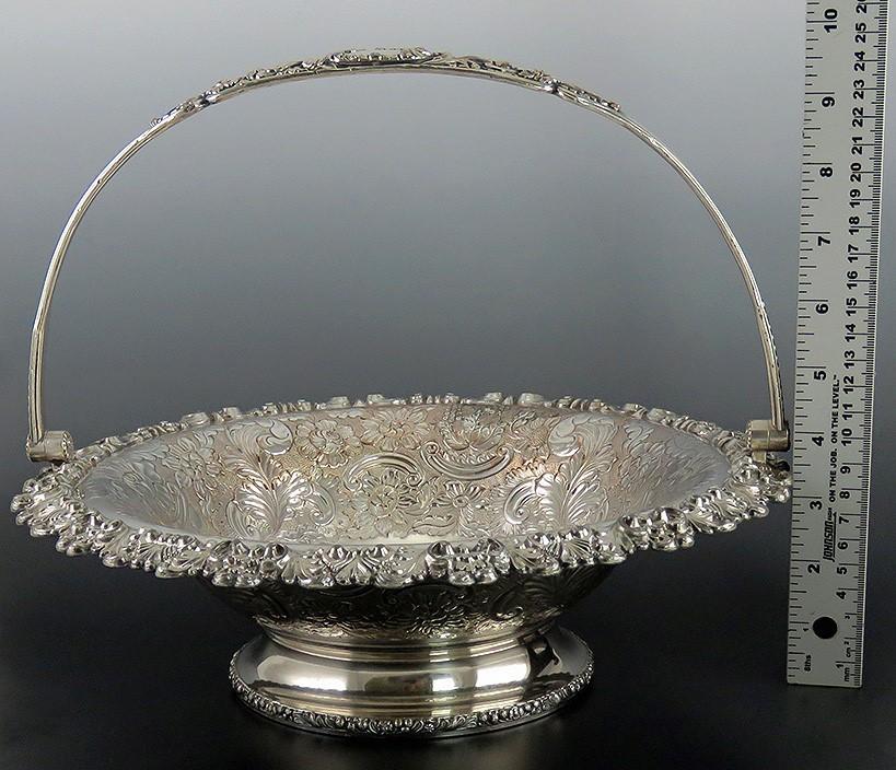 Antique Georgian c1820 Large Floral Sheffield Fused Silver Fruit Basket