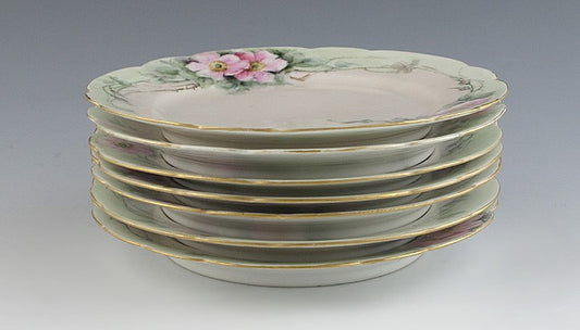 7 Antique French Porcelain Jean Pouyat Bread Butter Plates