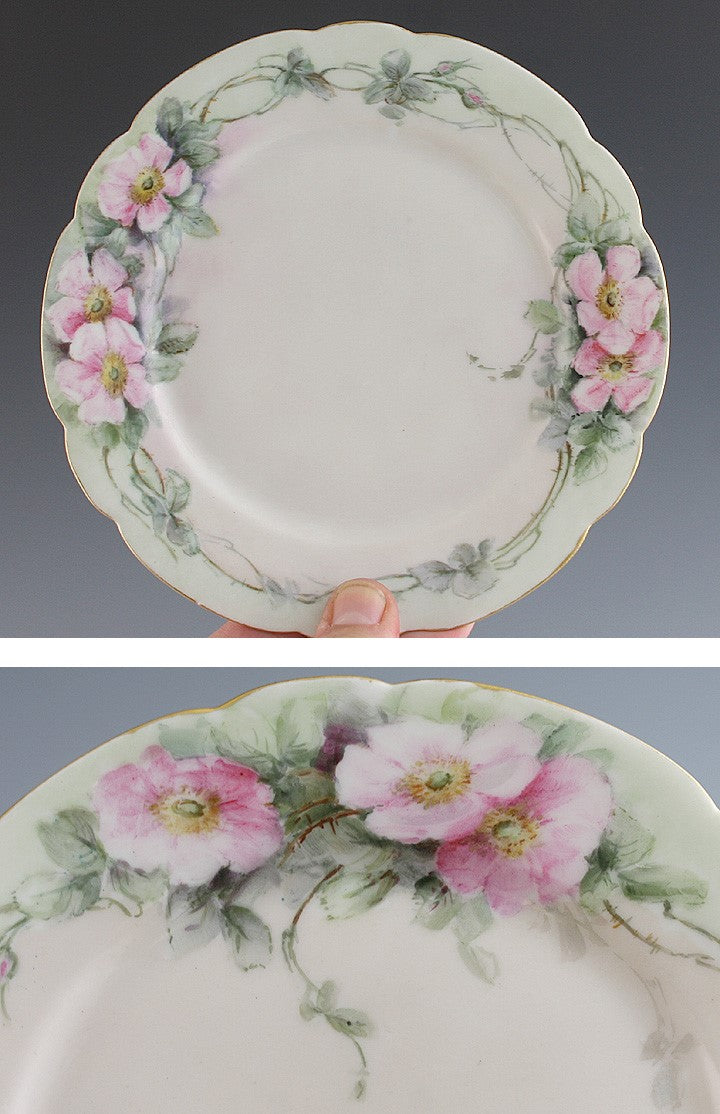 7 Antique French Porcelain Jean Pouyat Bread Butter Plates