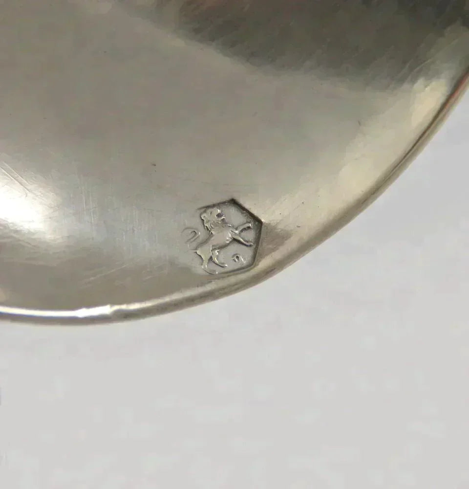 Antique 1902 Dutch Silver Twist Form Brigantine War Ship Boat Serving Spoon