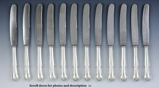 12 German Silver Dinner Knives c. 1930s-40s