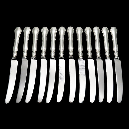 Beautiful German 800 Purity Silver 12 Dinner Knives 10 Inches