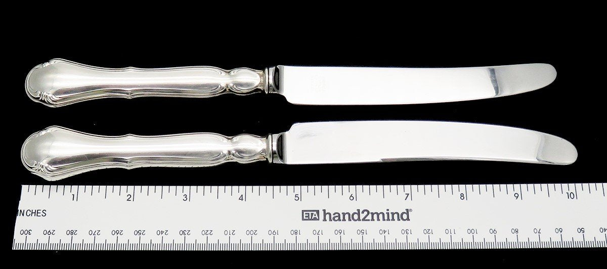 Beautiful German 800 Purity Silver 12 Dinner Knives 10 Inches