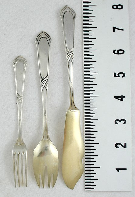 13pc Heavy Antique German Jugenstil Art Nouveau Fork Slice Fish Pastry Server