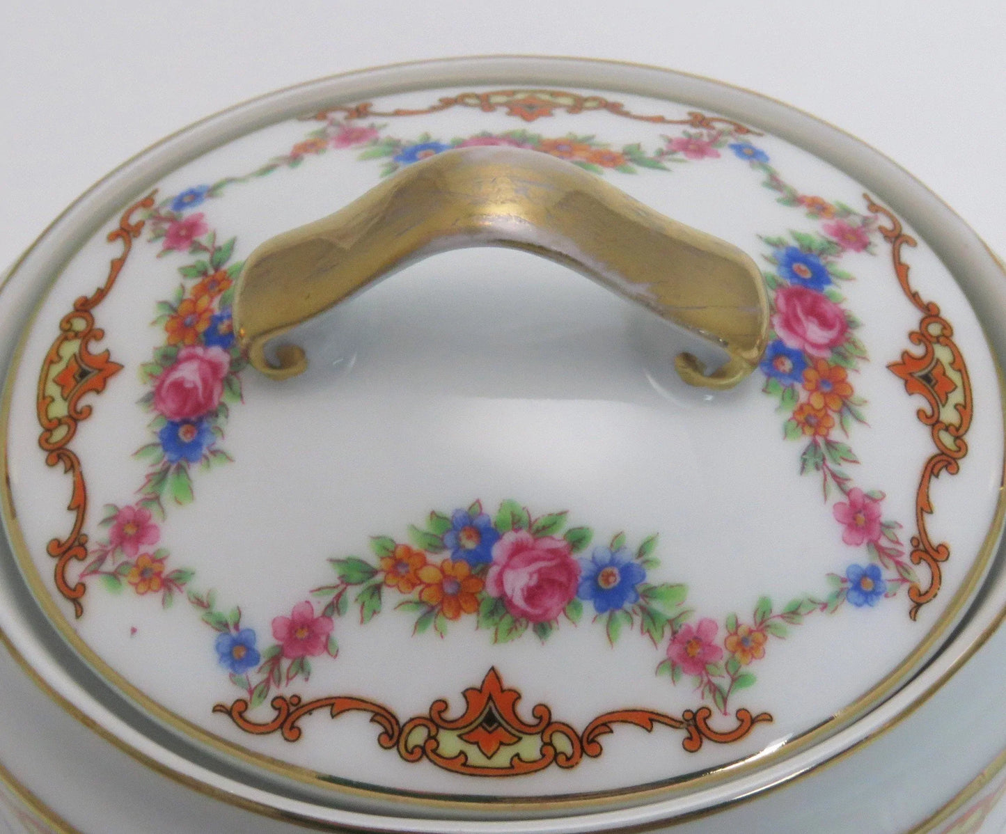 2pc Elegant Czech Epiag Floral Sugar & Creamer Set 9561