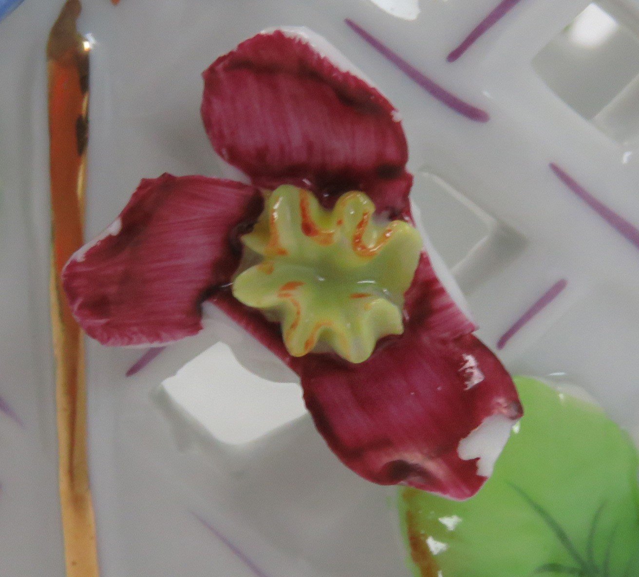 Vintage 1920's-1930's German Pierced Porcelain Flower & Fruit Vases (2)