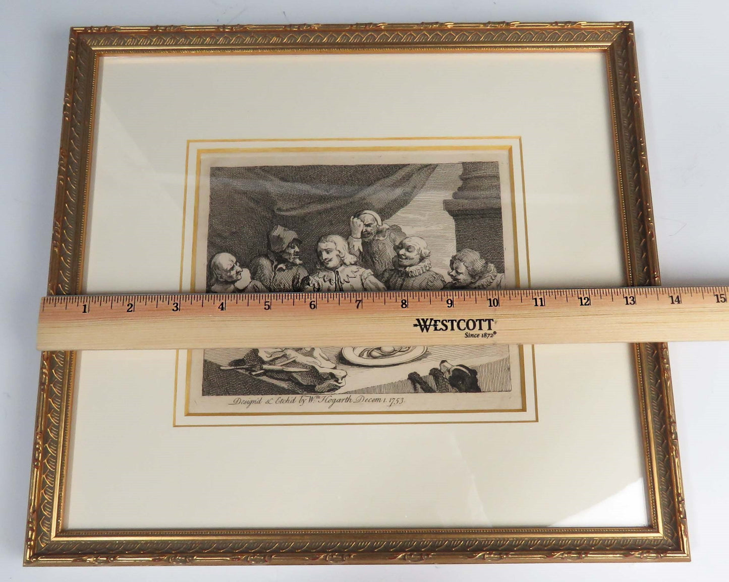 Circa 1753 English William Hogarth Columbus Breaking Egg Print, Period Piece