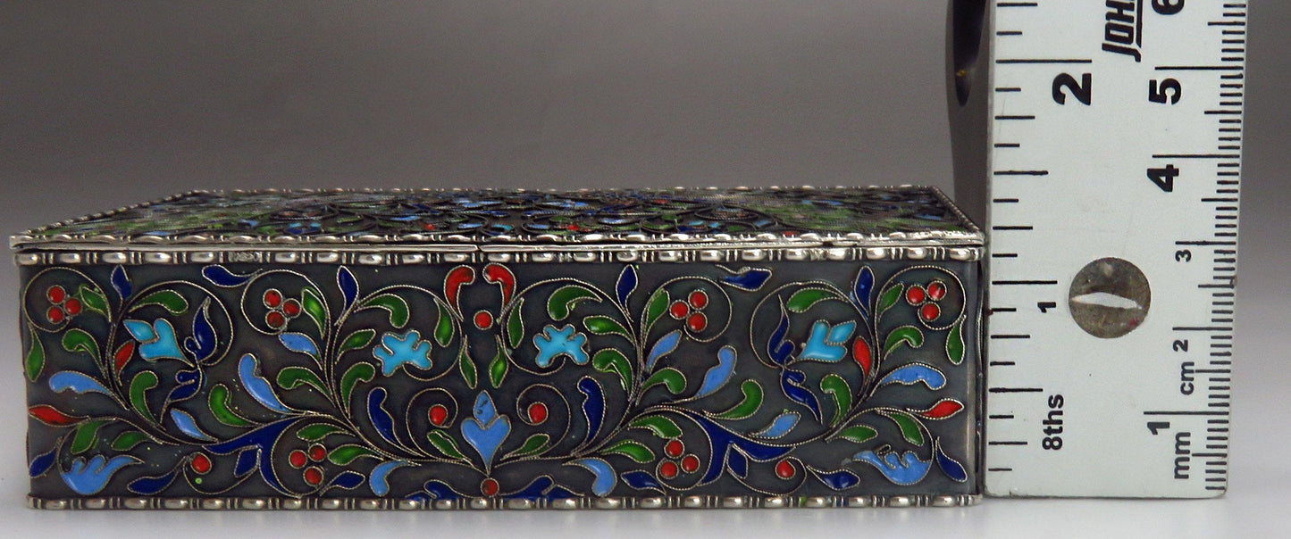 1910-1920's Greek Silver Cloisonne Peacock Box