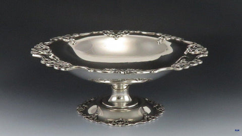 Antique 1923 English Sterling Silver Decorative Rim Compote/Raised Dish or Bowl