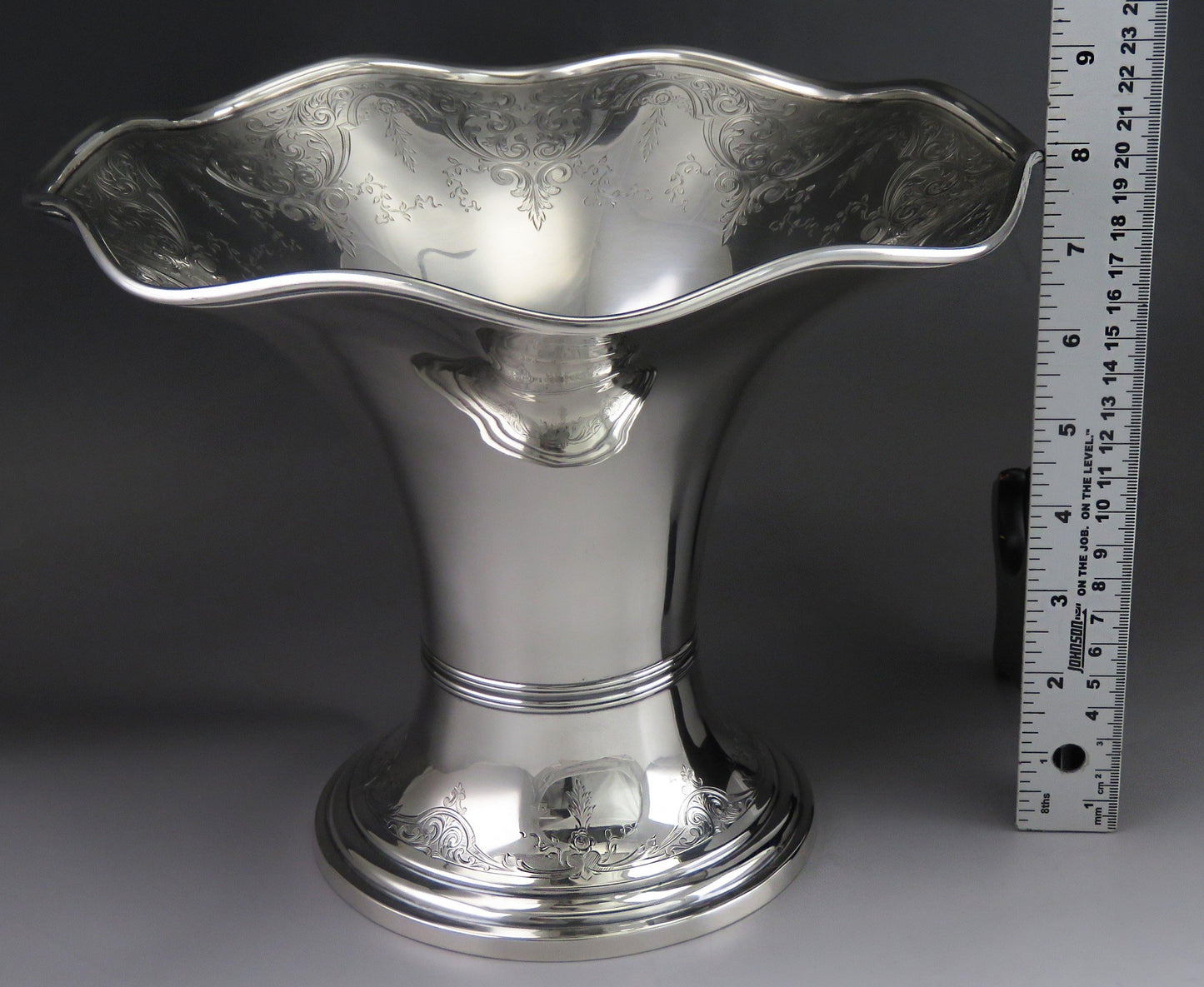 Ornate Antique 1917 Gorham Sterling Silver Engraved Vase