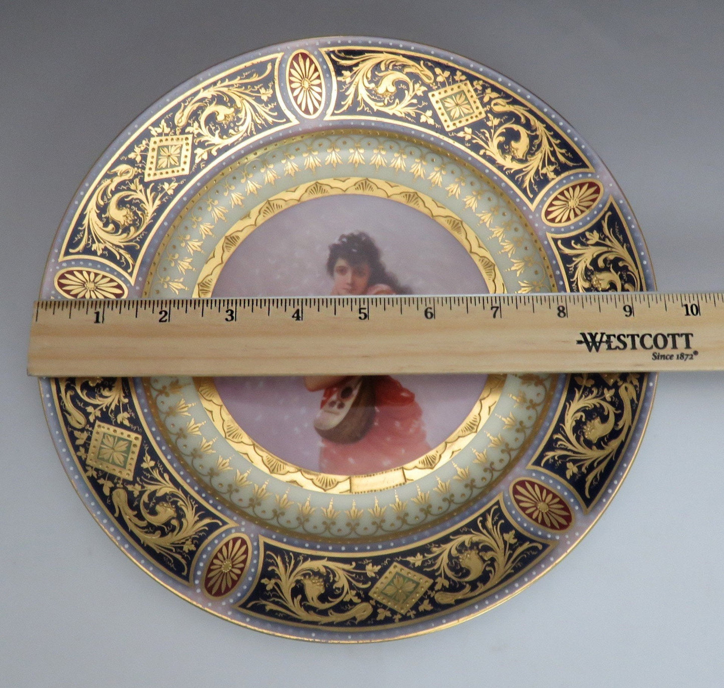 Antique Royal Vienna Hand Painted Girl Playing Mandolin Cabinet Plate