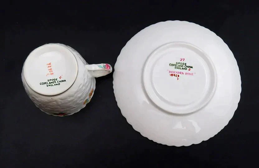 24pc Set Copeland Spode Dresden Rose Savoy Porcelain Demitasse Cups & Saucers