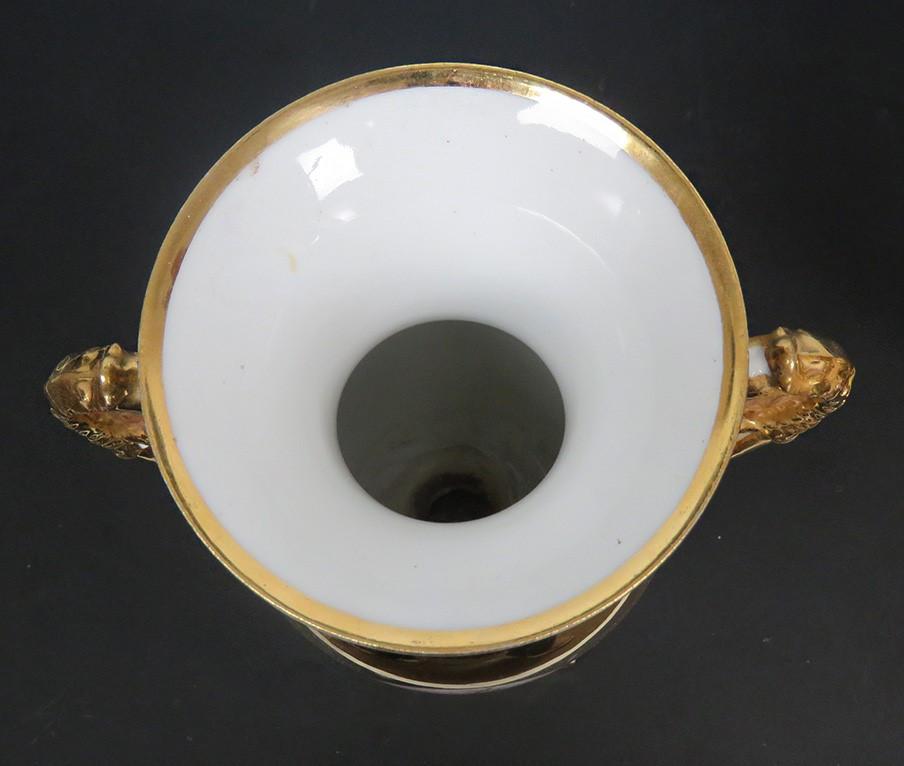 c1830s Fantastic Pair Paris Porcelain Gilt Hand Painted Grecian Urns