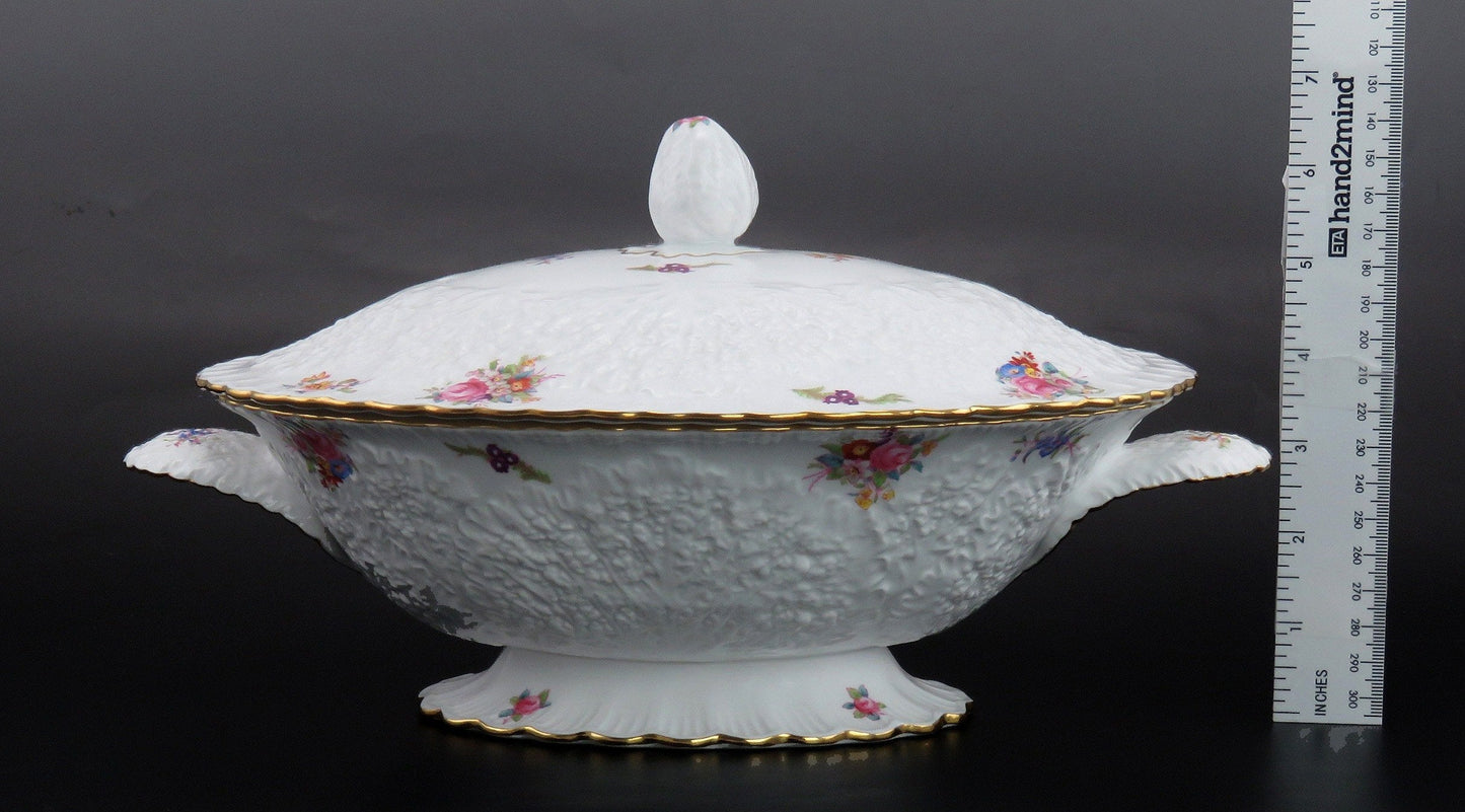 Rare Copeland Spode Dresden Rose Savoy English Porcelain Covered Entrée Dish
