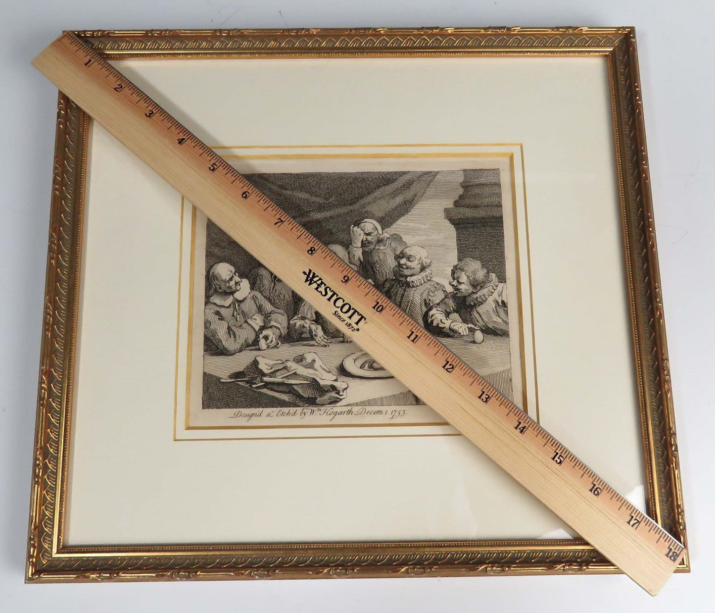 Circa 1753 English William Hogarth Columbus Breaking Egg Print, Period Piece