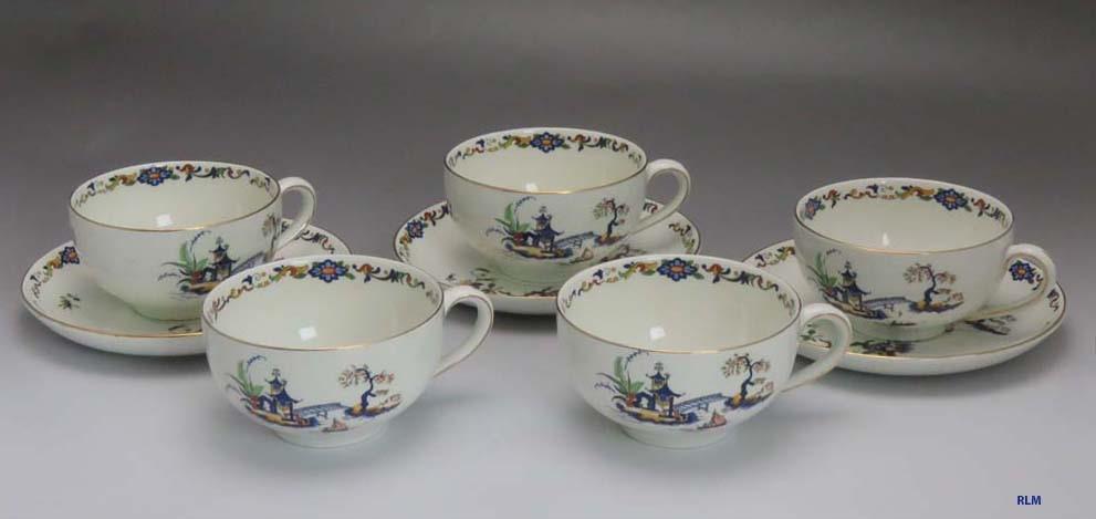 Late 1890's-Early 1900's John Maddock & Sons Porcelain 5 Tea Cups 3 Saucers
