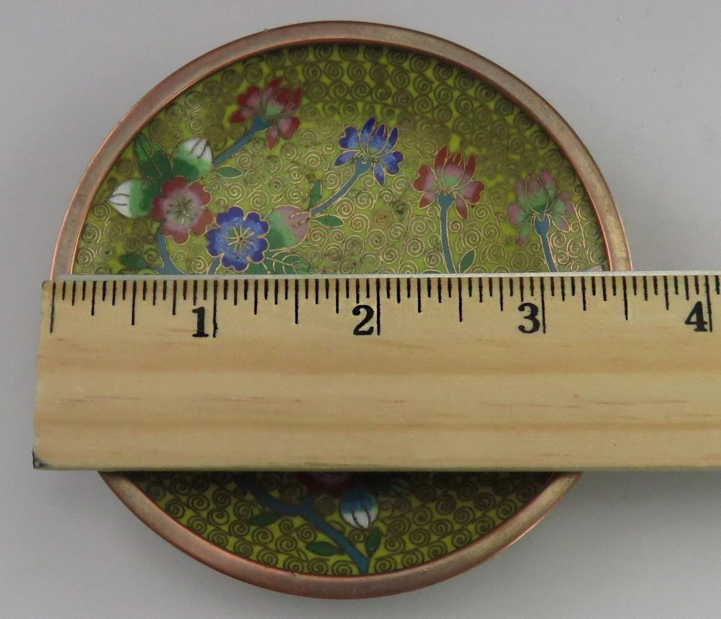Early 1900's Chinese Cloisonné Enamel Brass Matchstick Ashtray Smoking Set