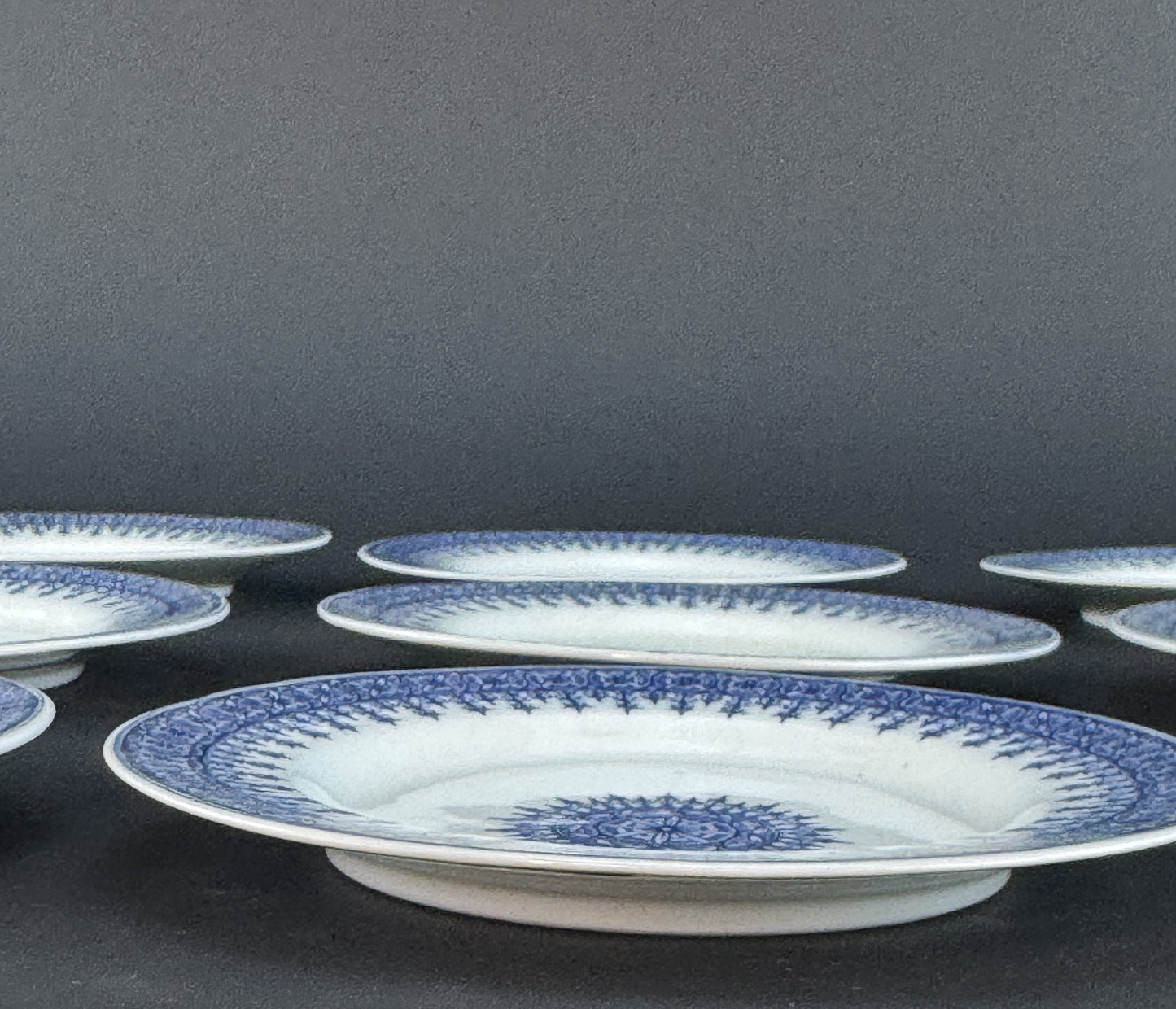 9 Royal Worcester 6 Inch Bread Plates Blue and White 1901
