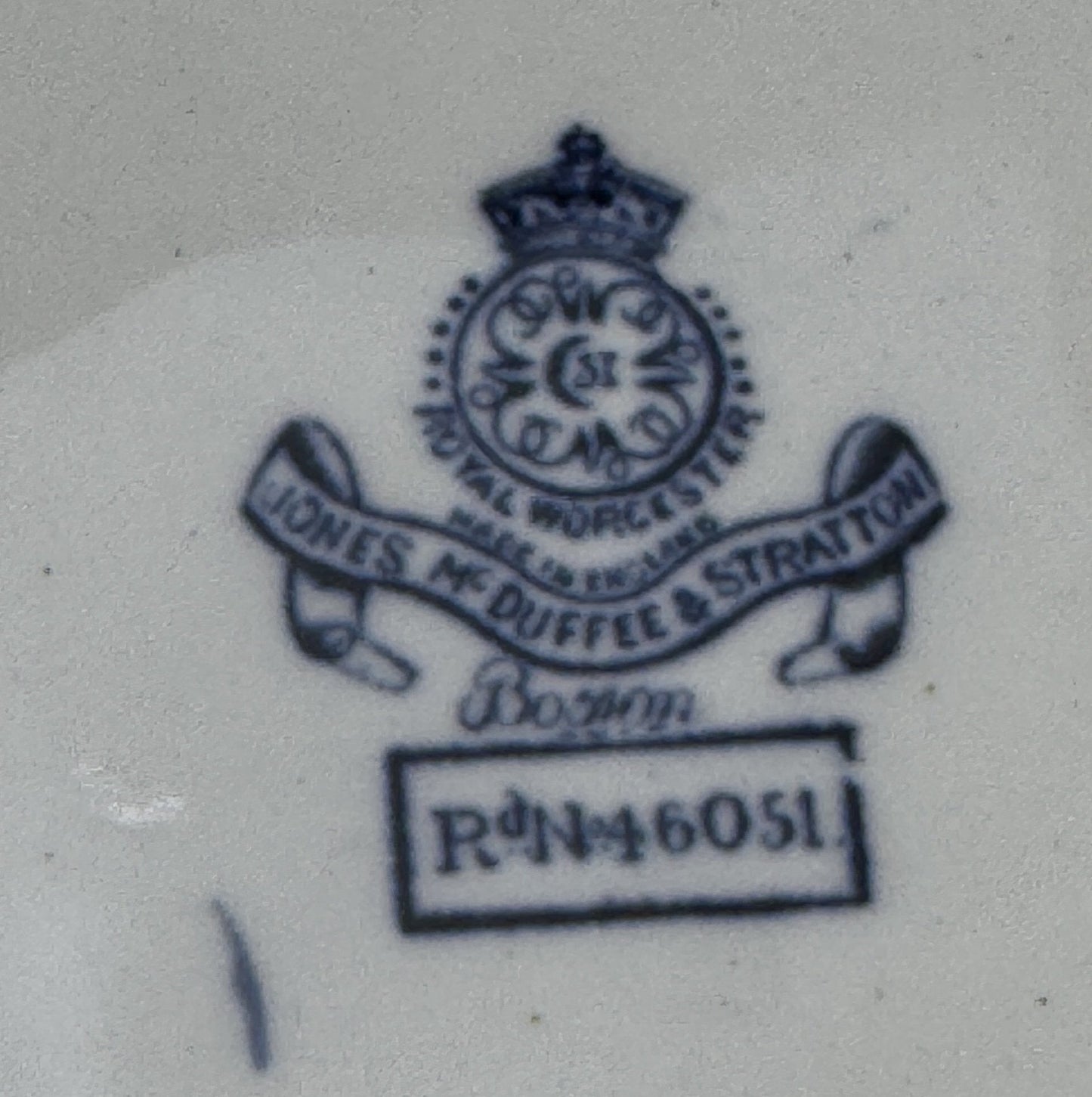 9 Royal Worcester 6 Inch Bread Plates Blue and White 1901