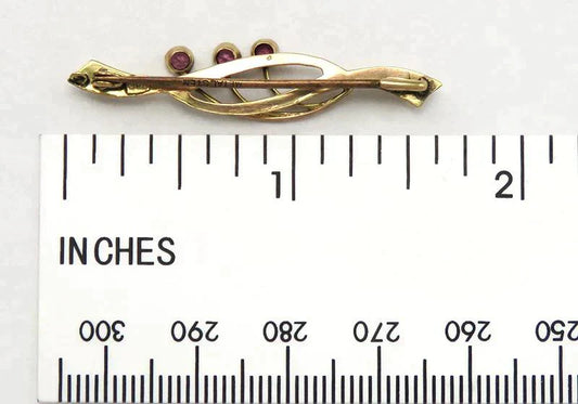 Antique English Edwardian 9K Yellow Gold & Natural Amethyst Gemstone Pin