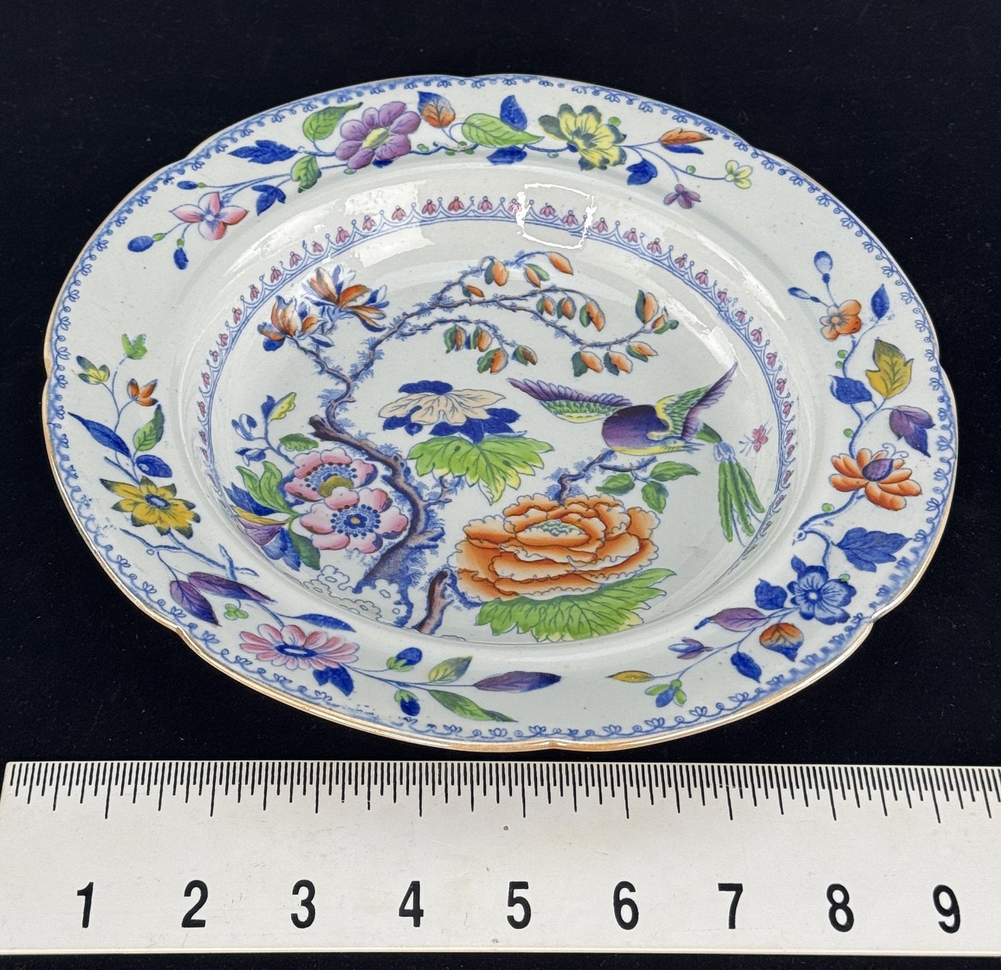 Set 12 c1815 Georgian English Davenport Flying Bird Wide Rim Soup Bowls 9.5"