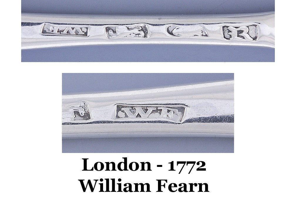 1772 Antique English Georgian Fearn Sterling Silver Double Marrow Scoop Spoon