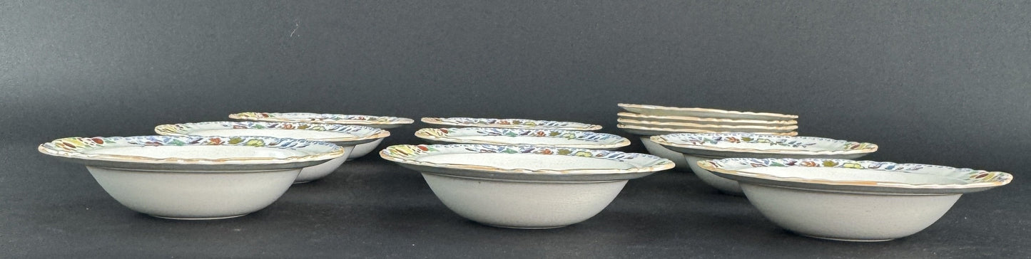 Great Set 12 c1920s Mason's Ironstone China Flying Bird 6.5" Dessert Fruit Bowls