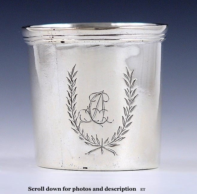 Antique 17th 18th Century Continental European Silver Beaker Cup 1 3/4"