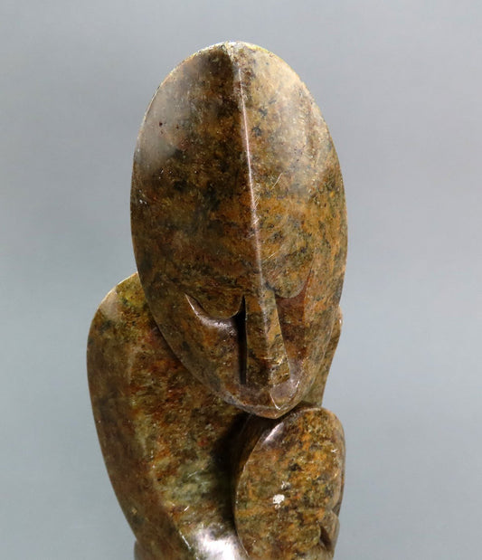 Sweet Zimbabwean Stone Carved Mother and Child Embrace 11 inches