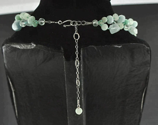Handmade Quartz Beaded Necklace Seafoam Jade Tone Crystal Semi-Precious Stone