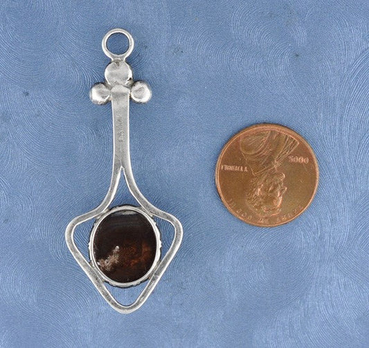 Sterling and Genuine Opal Arts and Crafts Vintage Pendant