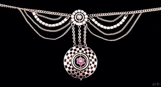 Queenly Old 10k Rose Gold Necklace w/ 6 Red Rubies and Real Seed Pearl Pendant