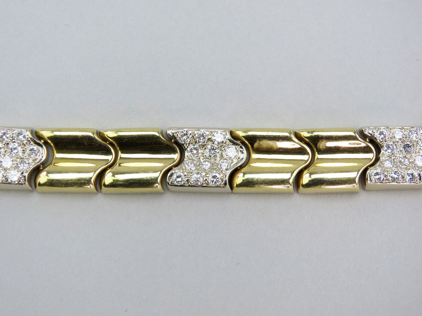 Stunning Italian 14k Yellow and White Gold ~1ct Diamond Chevron Bracelet