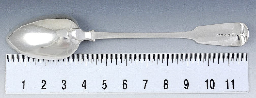 1825 Antique English Georgian Fiddle Sterling Silver Stuffing Serving Spoon