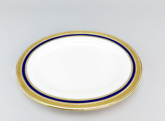 Fine Cauldon English Porcelain Cobalt and Gold Border Medium Platter Tray