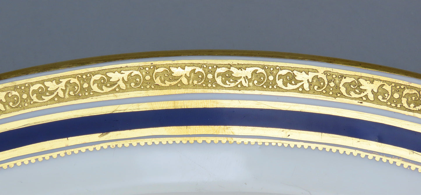 Fine Cauldon English Porcelain Cobalt and Gold Border Medium Platter Tray