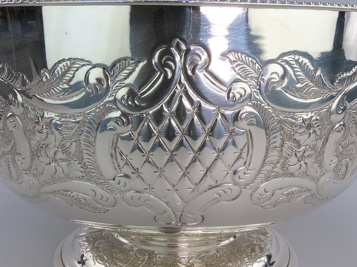 Fabulous Huge English Silverplate Punch Bowl w/ Ladle No Monos 15 1/2" Diameter