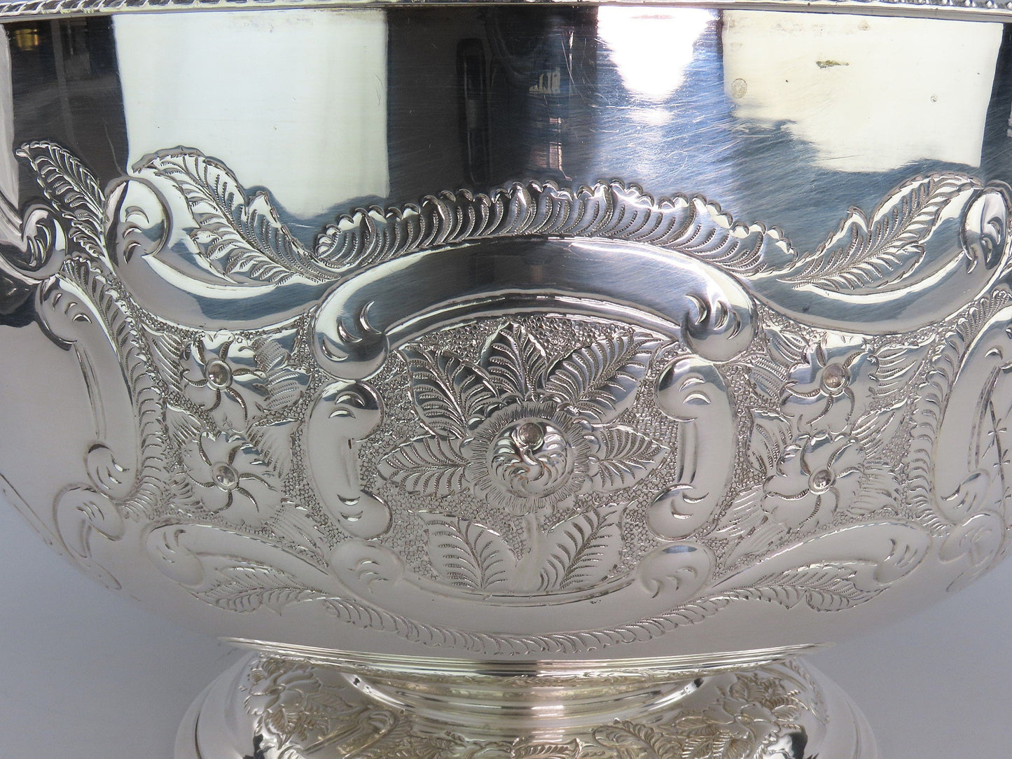Fabulous Huge English Silverplate Punch Bowl w/ Ladle No Monos 15 1/2" Diameter