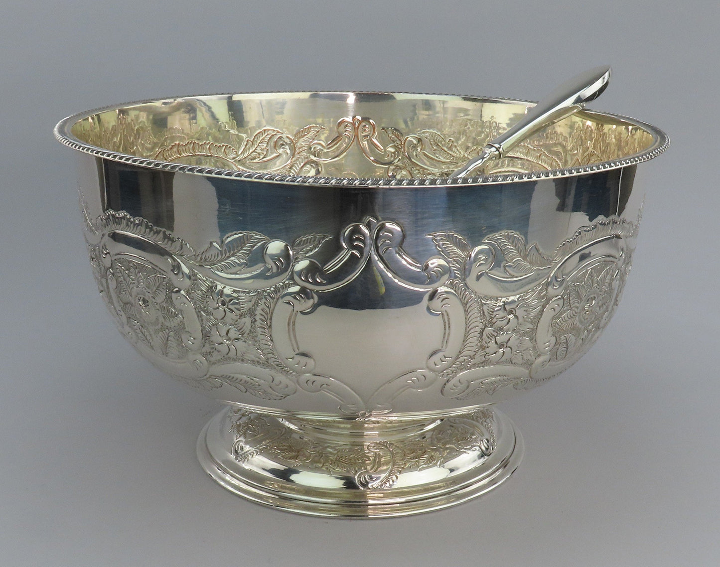 Fabulous Huge English Silverplate Punch Bowl w/ Ladle No Monos 15 1/2" Diameter