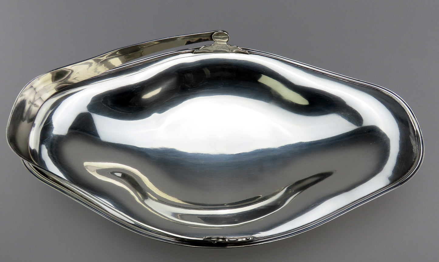 Mulholland Brothers Large Sterling Silver Arts Crafts Swing Handle Basket