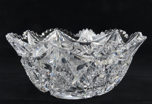 Eyecatching Signed Libbey American Brilliant Period Cut Glass 10" Bowl