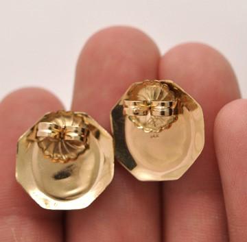 14k Yellow Gold and Natural Black Onyx Stud Earrings For Pierced Ears