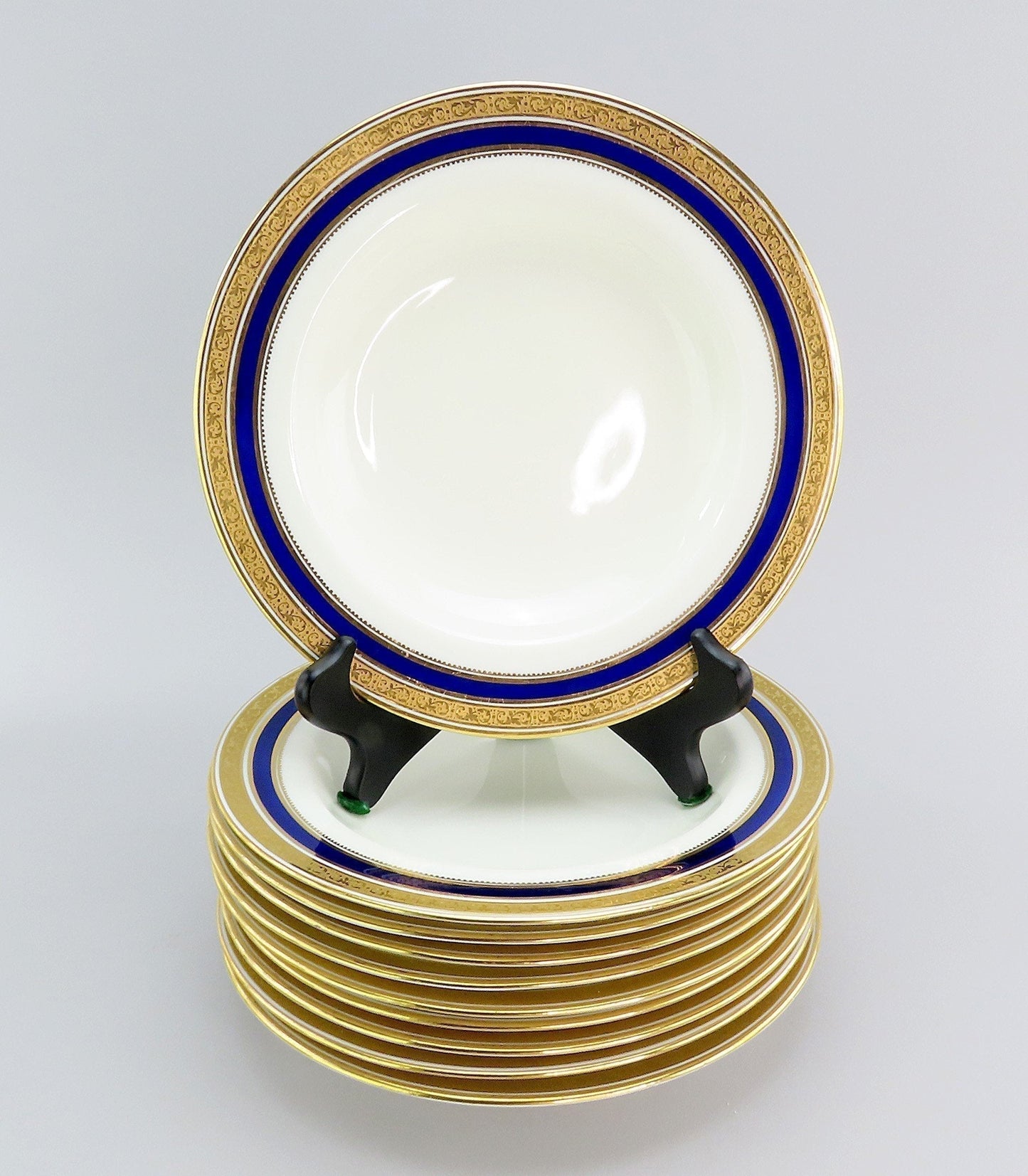 10 Pretty Cauldon Porcelain Cobalt Wide Rimmed Soup Bowl 6228