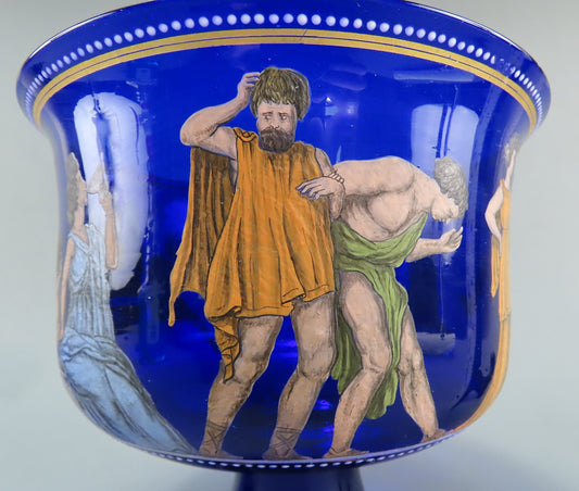 Rare Early 1900s Venetian Cobalt Blue Glass Coppa Barovier Wedding Cup Chalice